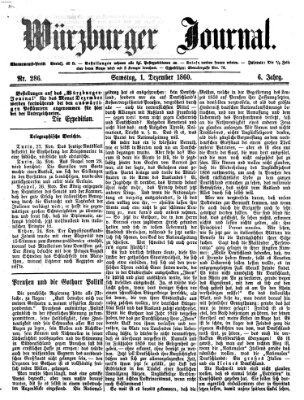 Würzburger Journal Samstag 1. Dezember 1860