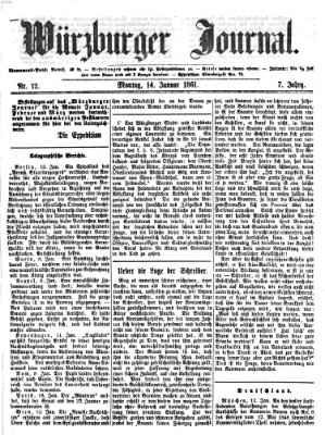 Würzburger Journal Montag 14. Januar 1861