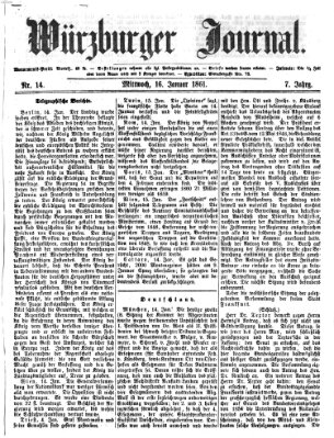 Würzburger Journal Mittwoch 16. Januar 1861