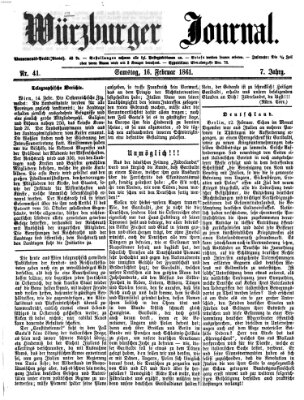 Würzburger Journal Samstag 16. Februar 1861