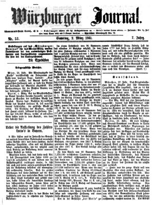 Würzburger Journal Samstag 2. März 1861