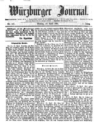 Würzburger Journal Montag 29. April 1861