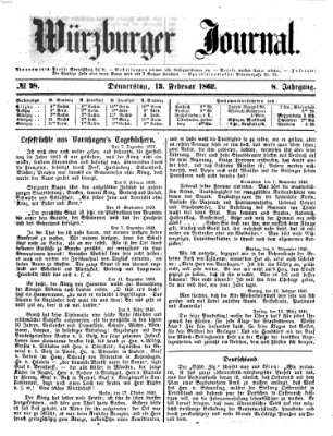 Würzburger Journal Donnerstag 13. Februar 1862