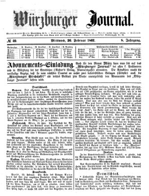 Würzburger Journal Mittwoch 26. Februar 1862