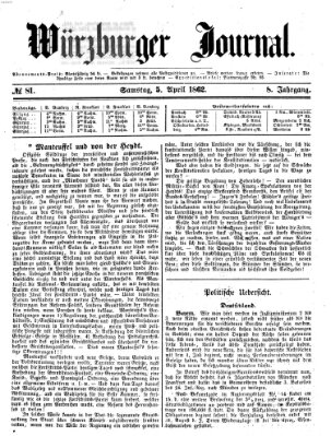 Würzburger Journal Samstag 5. April 1862