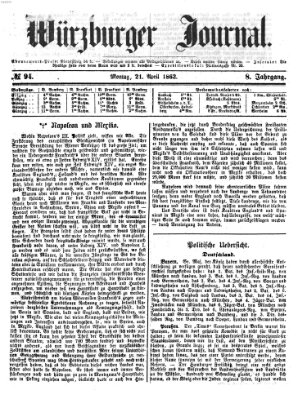 Würzburger Journal Montag 21. April 1862