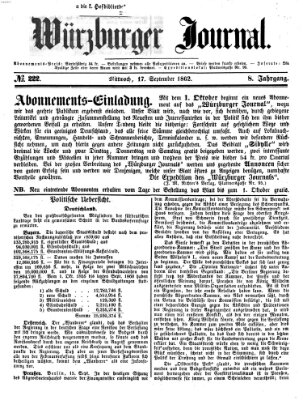 Würzburger Journal Mittwoch 17. September 1862