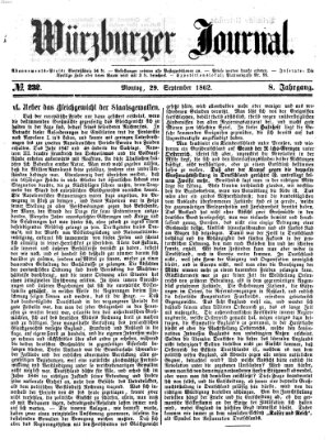 Würzburger Journal Montag 29. September 1862