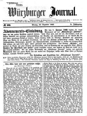 Würzburger Journal Montag 29. Dezember 1862