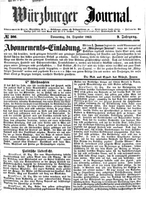 Würzburger Journal Donnerstag 24. Dezember 1863