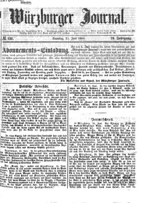 Würzburger Journal Samstag 25. Juni 1864