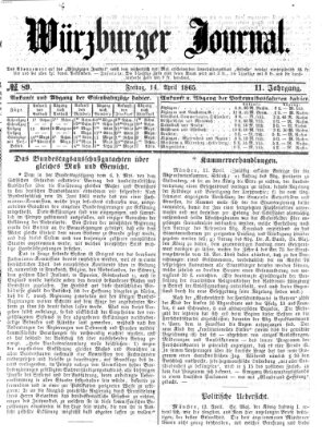 Würzburger Journal Freitag 14. April 1865