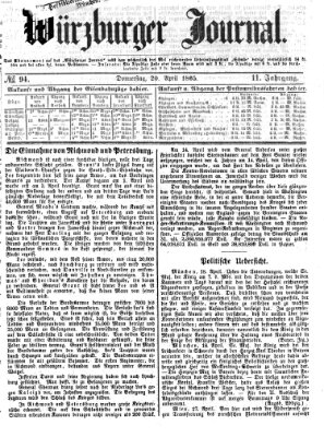 Würzburger Journal Donnerstag 20. April 1865