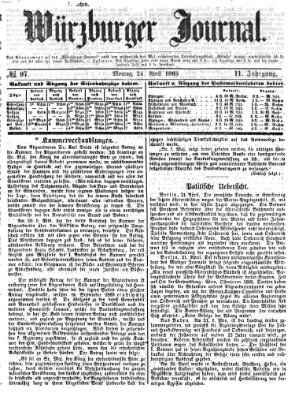 Würzburger Journal Montag 24. April 1865