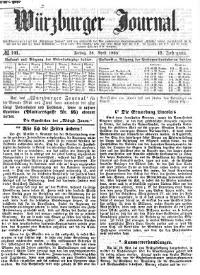 Würzburger Journal Freitag 28. April 1865