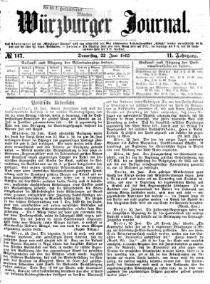 Würzburger Journal Donnerstag 22. Juni 1865