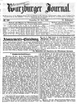 Würzburger Journal Donnerstag 29. Juni 1865