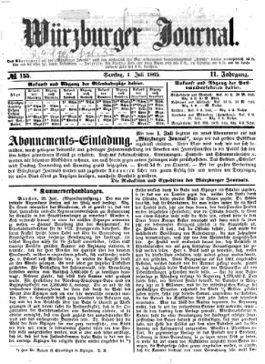 Würzburger Journal Samstag 1. Juli 1865