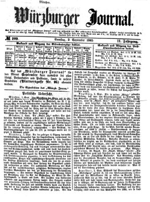 Würzburger Journal Samstag 2. September 1865