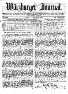 Würzburger Journal Montag 11. September 1865