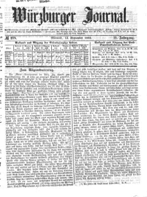 Würzburger Journal Mittwoch 13. September 1865