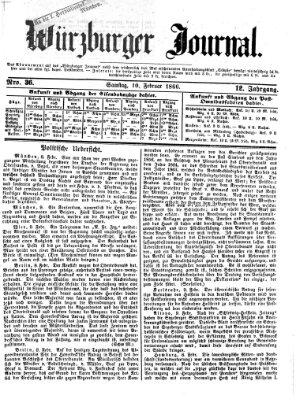 Würzburger Journal Samstag 10. Februar 1866