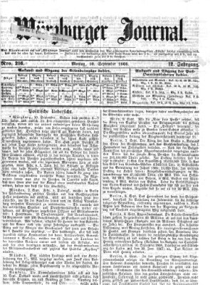 Würzburger Journal Montag 10. September 1866