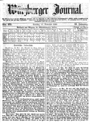 Würzburger Journal Samstag 17. November 1866