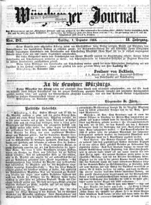 Würzburger Journal Samstag 1. Dezember 1866