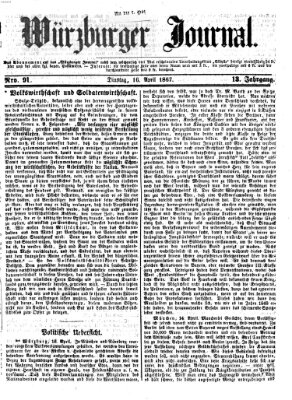 Würzburger Journal Dienstag 16. April 1867