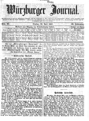 Würzburger Journal Dienstag 23. April 1867