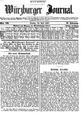 Würzburger Journal Dienstag 30. April 1867