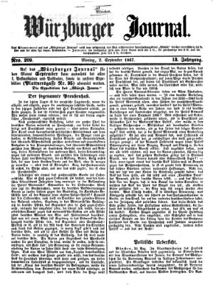 Würzburger Journal Montag 2. September 1867