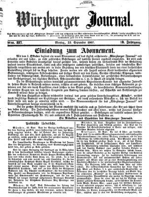 Würzburger Journal Montag 23. September 1867