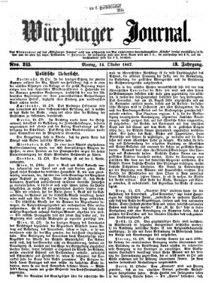 Würzburger Journal Montag 14. Oktober 1867