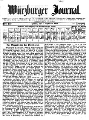 Würzburger Journal Samstag 5. September 1868