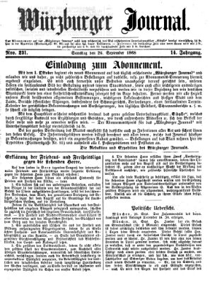 Würzburger Journal Samstag 26. September 1868