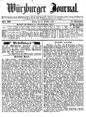 Würzburger Journal Freitag 2. Oktober 1868