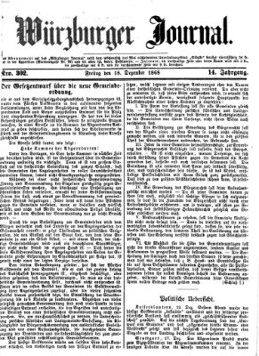 Würzburger Journal Freitag 18. Dezember 1868