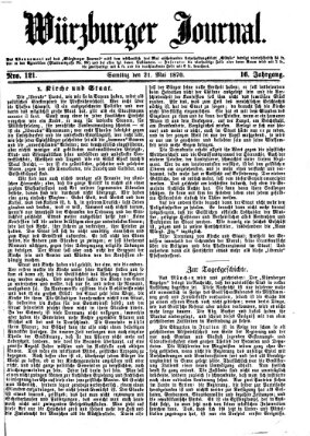 Würzburger Journal Samstag 21. Mai 1870