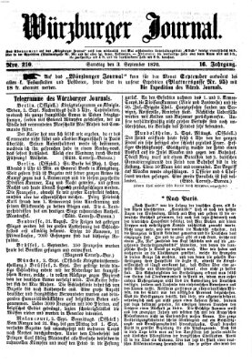 Würzburger Journal Samstag 3. September 1870