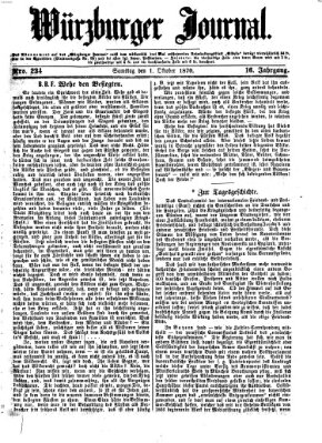 Würzburger Journal Samstag 1. Oktober 1870