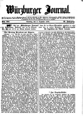 Würzburger Journal Samstag 3. Dezember 1870