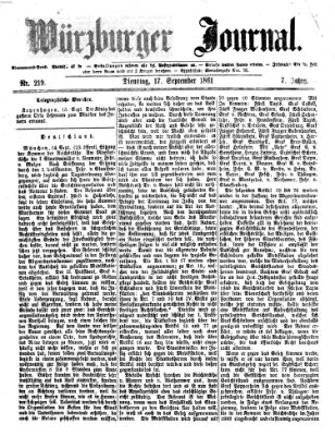 Würzburger Journal Dienstag 17. September 1861