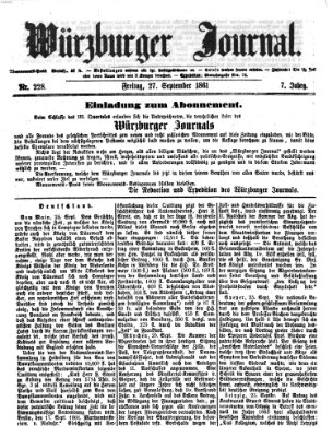 Würzburger Journal Freitag 27. September 1861