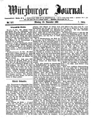 Würzburger Journal Montag 25. November 1861