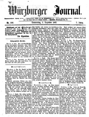 Würzburger Journal Donnerstag 5. Dezember 1861