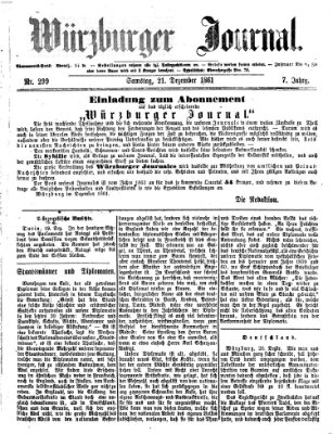 Würzburger Journal Samstag 21. Dezember 1861