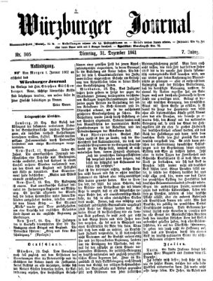 Würzburger Journal Dienstag 31. Dezember 1861