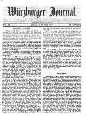 Würzburger Journal Montag 23. März 1868